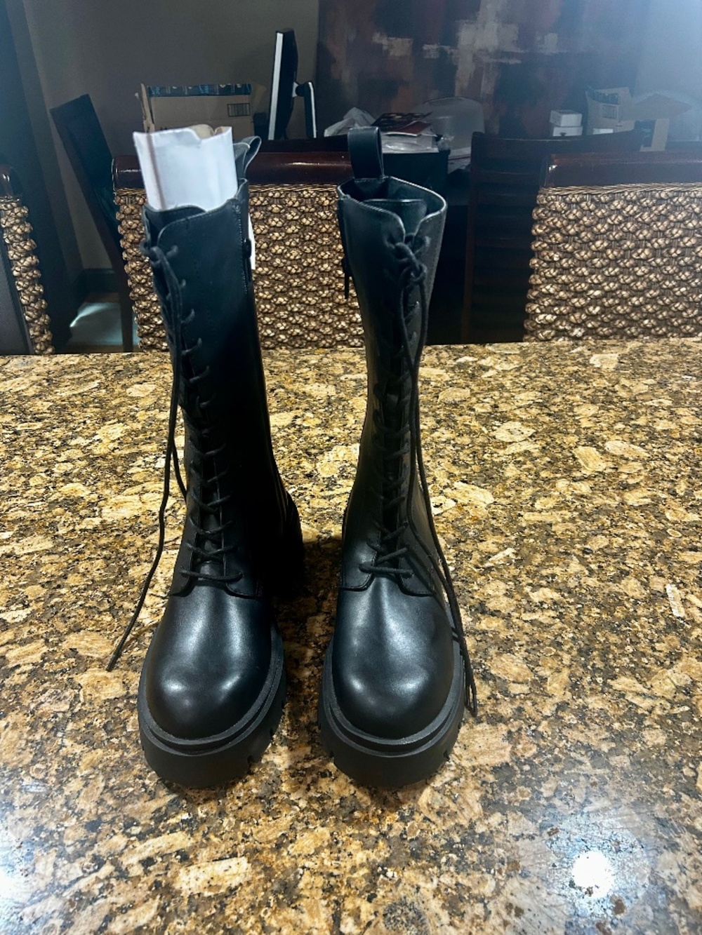 H&M Women’s Black Tall Lace-Up Combat Boots